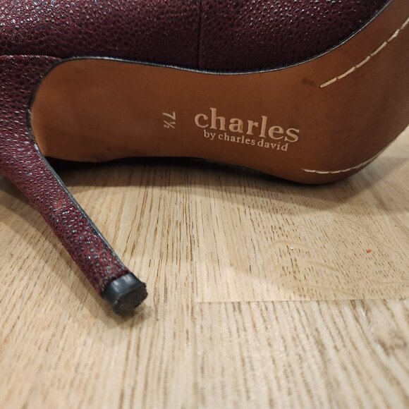 Charles David Burgundy Heels Size 7.5 - Picture 4 of 4